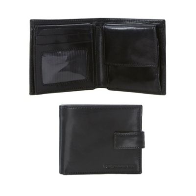 Black leather tabbed wallet in a gift box